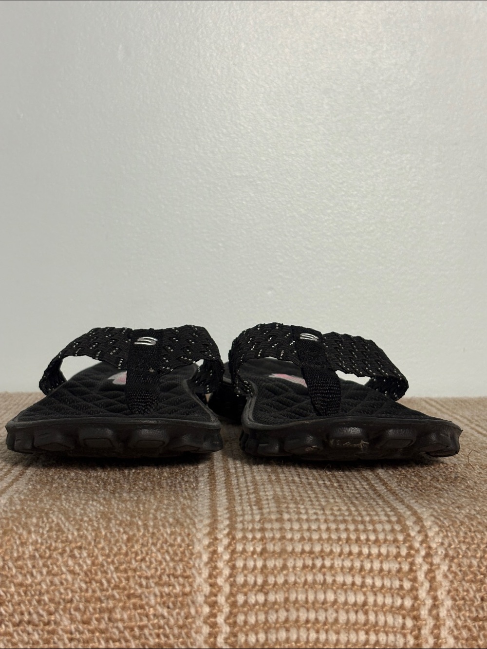 Women’s Skechers EZ Flex Cool Beach Weave Flip-Flops; Metallic Woven Straps - Picture 12 of 14